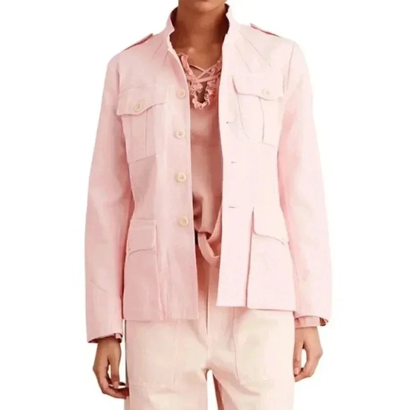NWT Alex Mill Officer Cotton Jacket in Pastel Pink Button Front - Picture 1 of 9